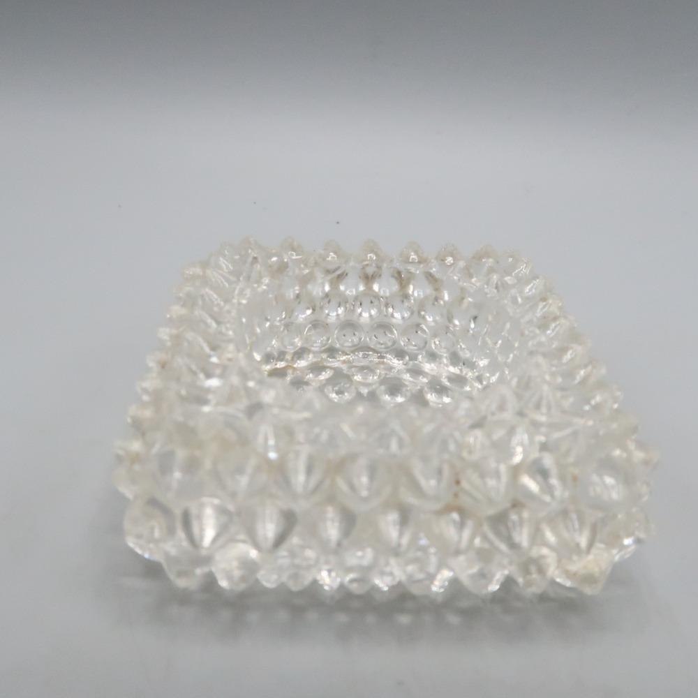 Vintage Fenton Hobnail Glass Clear 3" Sq.‎ Salt Cellar Votive Candle Holder